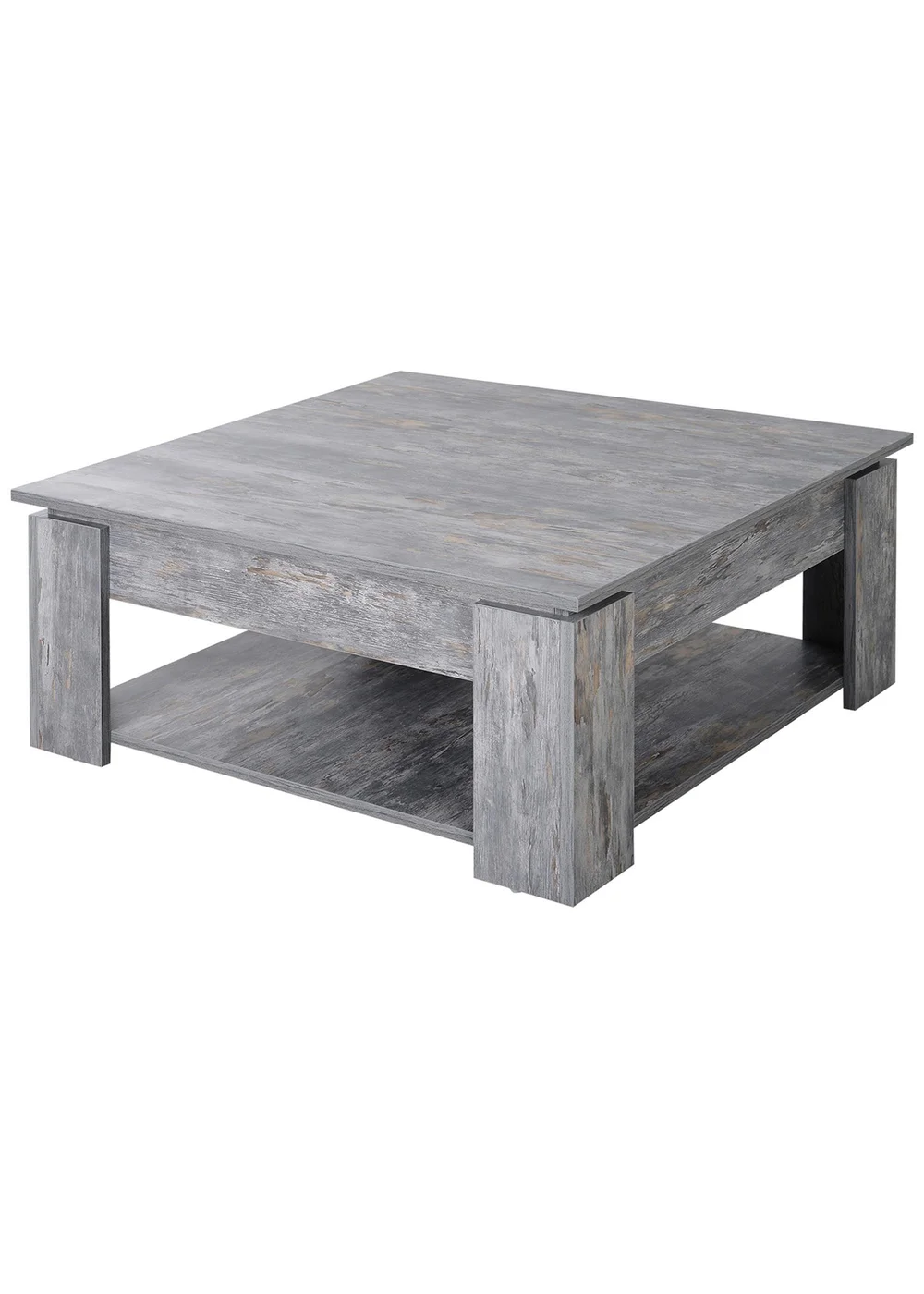 HOMCOM Grey 2 Tier Coffee Table (80cm x 80cm x 36cm) - One Size Image 2