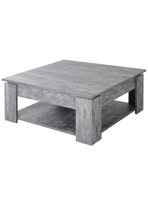 HOMCOM Grey 2 Tier Coffee Table (80cm x 80cm x 36cm) - One Size Image 2