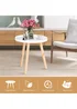 HOMCOM White Round Coffee Table W/ Wood Legs (40cm x 40cm x 40.5cm) - One Size Image 4