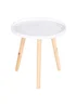 HOMCOM White Round Coffee Table W/ Wood Legs (40cm x 40cm x 40.5cm) - One Size Image 2