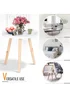 HOMCOM White Round Coffee Table W/ Wood Legs (40cm x 40cm x 40.5cm) - One Size Image 5