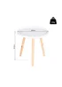 HOMCOM White Round Coffee Table W/ Wood Legs (40cm x 40cm x 40.5cm) - One Size Image 3