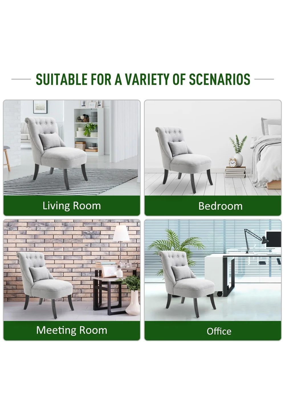 HOMCOM Grey Fabric Single Sofa Armchair (52.5cm x 69cm x 82cm) - One Size Image 5