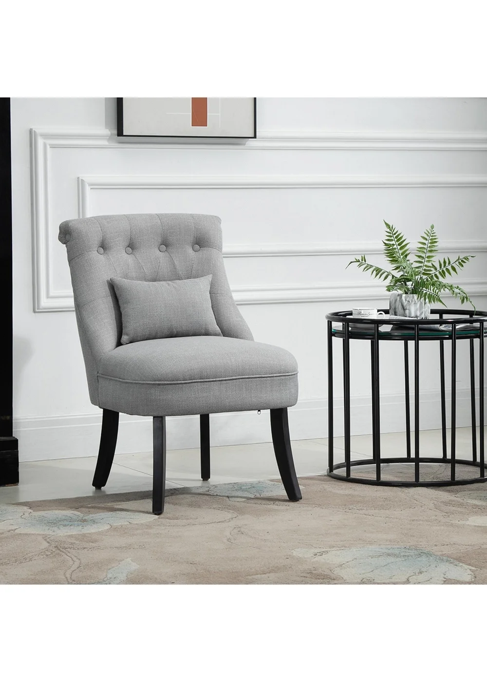 HOMCOM Grey Fabric Single Sofa Armchair (52.5cm x 69cm x 82cm) - One Size Image 1