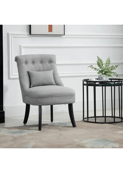 HOMCOM Grey Fabric Single Sofa Armchair (52.5cm x 69cm x 82cm) - One Size Image 1