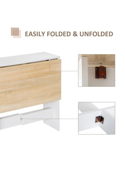 HOMCOM Brown Wooden Folding Table (103cm x 76cm x 73.5cm) - One Size Image 4