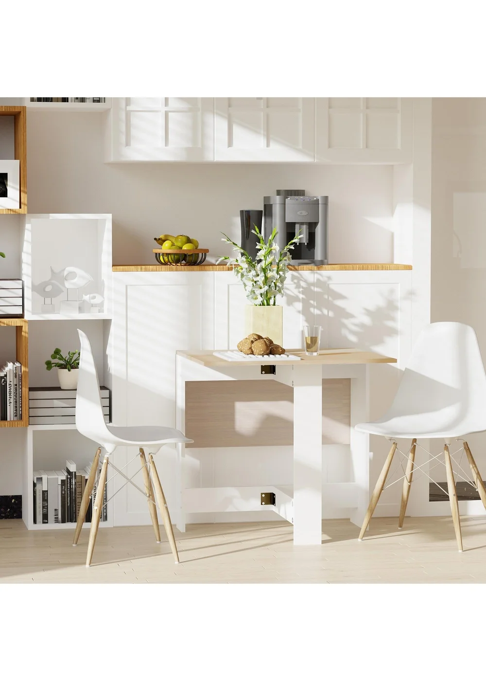 HOMCOM Brown Wooden Folding Table (103cm x 76cm x 73.5cm) - One Size Image 1