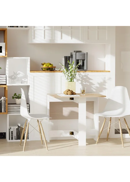 HOMCOM Brown Wooden Folding Table (103cm x 76cm x 73.5cm) - One Size Image 1