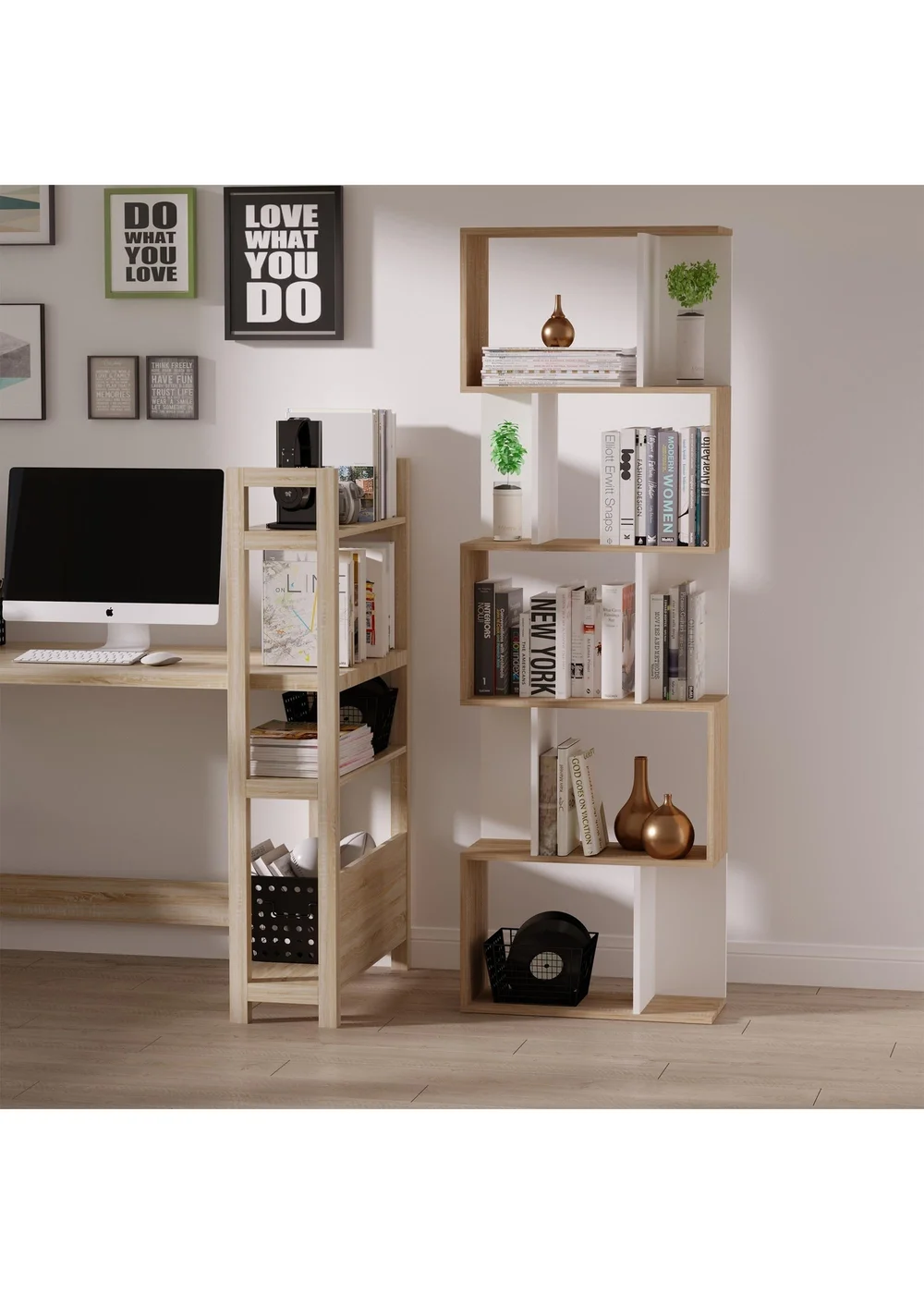 HOMCOM Natural 5-tier Display Shelving Bookcase (60cm x 24cm x 184.5cm) - One Size Image 1