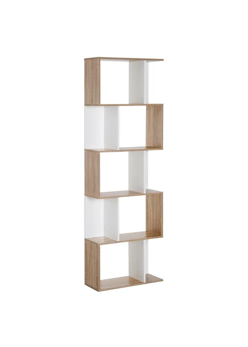 HOMCOM Natural 5-tier Display Shelving Bookcase (60cm x 24cm x 184.5cm) - One Size Image 2