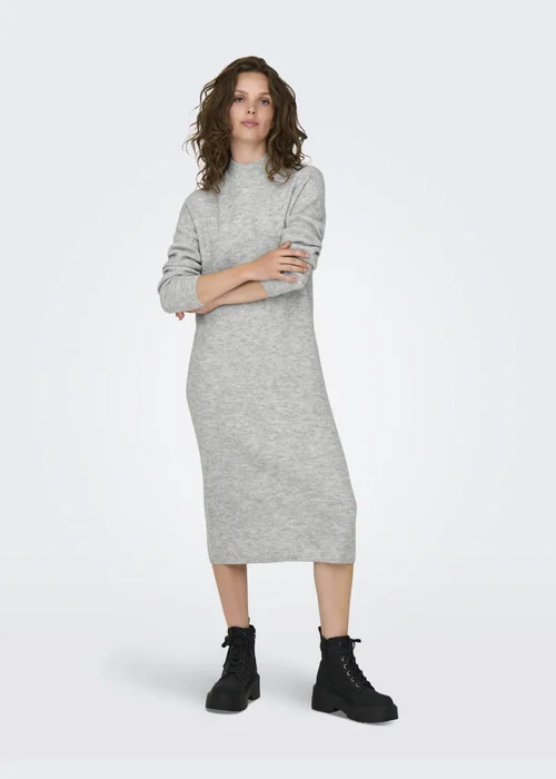 JDY Grey High Neck Jumper Dress - 8 Image 1