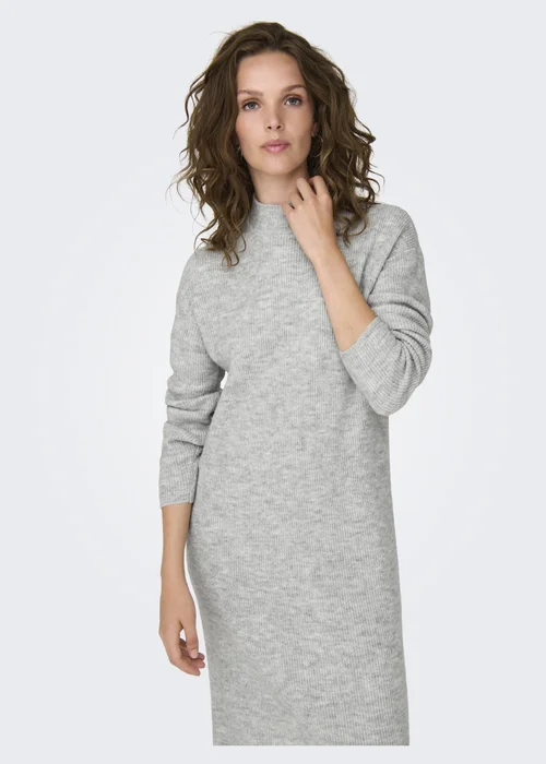 JDY Grey High Neck Jumper Dress - 8 Image 3