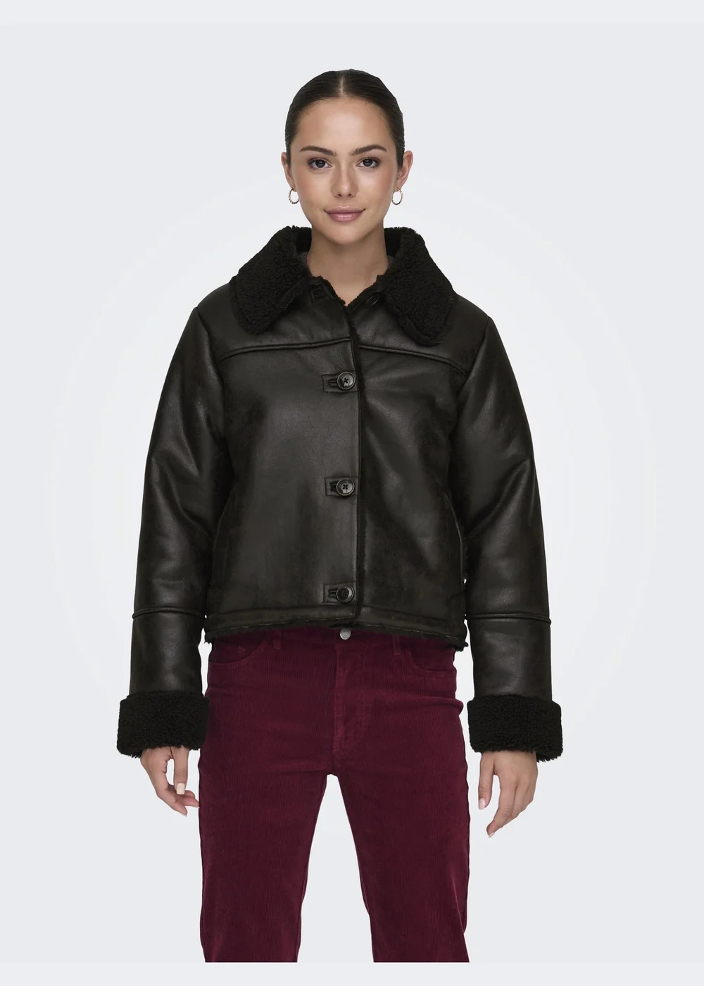 JDY Chocolate Brown Shearling Jacket - 8 Image 5