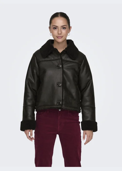 JDY Chocolate Brown Shearling Jacket - 8 Image 5