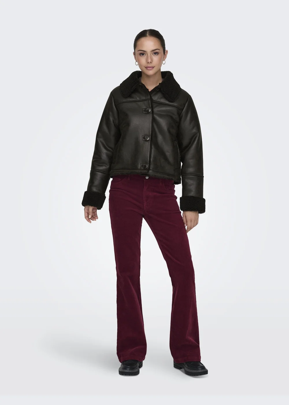 JDY Chocolate Brown Shearling Jacket - 8 Image 3