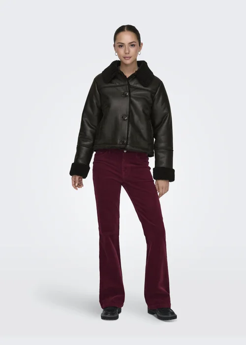 JDY Chocolate Brown Shearling Jacket - 8 Image 3