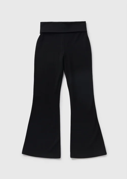 Girls Black Jersey Fold Over Flare Trousers (7-15yrs) - 8 Yrs Image 1