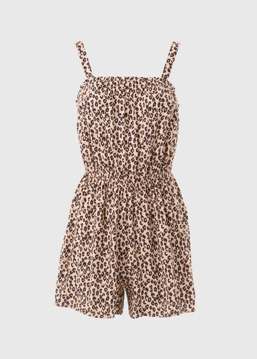 Brown Leopard Print Playsuit - 8 Image 5