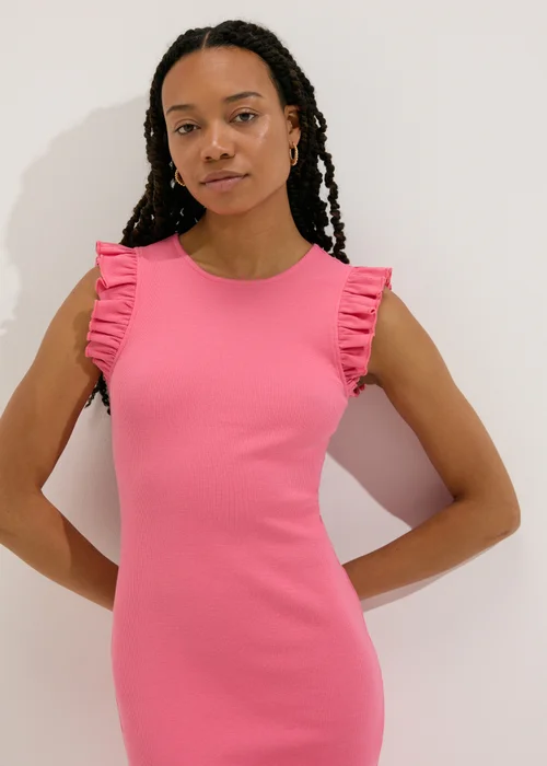 Pink Heavyweight Ribbed Midi Dress - 8 Image 3