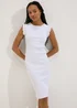 White Ribbed Midi Dress - Size 8 Image 1