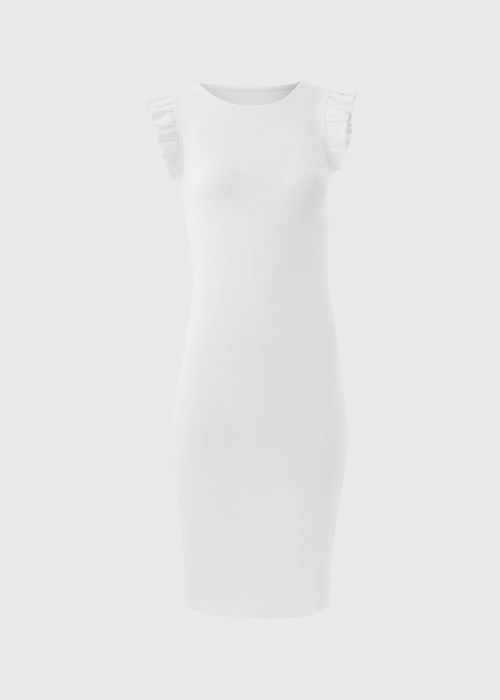White Ribbed Midi Dress - Size 8 Image 5