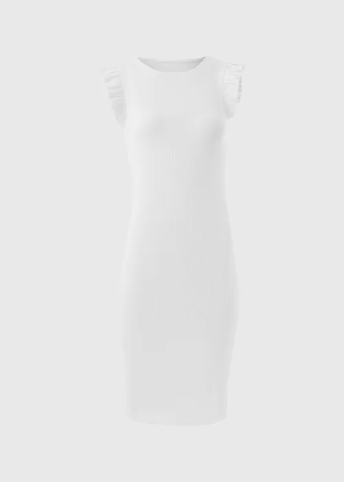 White Ribbed Midi Dress - Size 8 Image 5