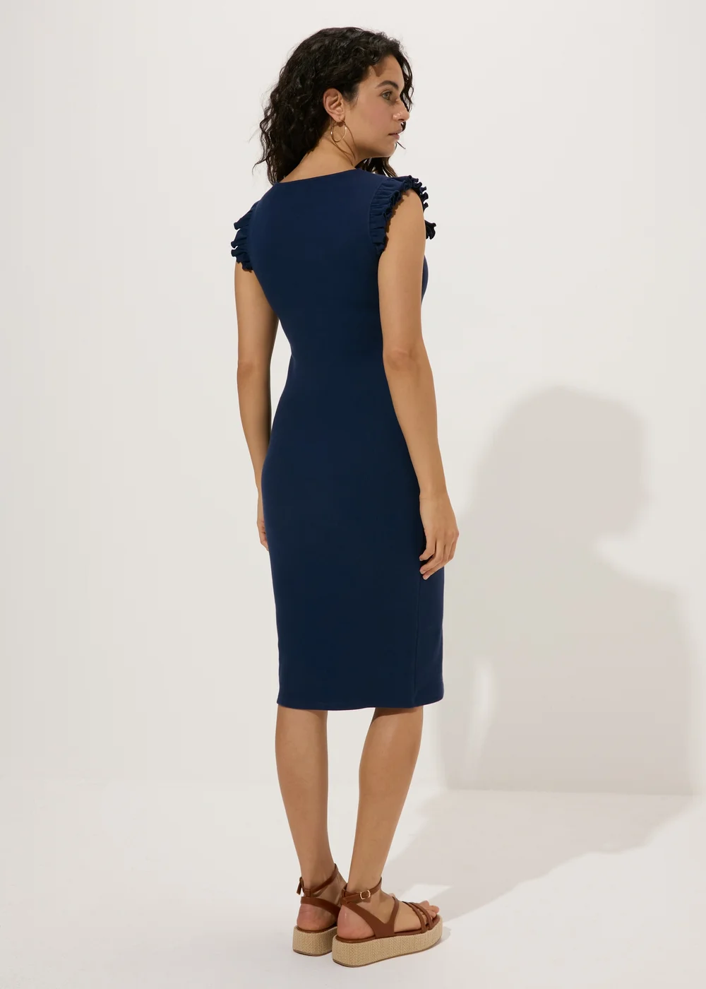 Navy Heavyweight Ribbed Midi Dress - 8 Image 2