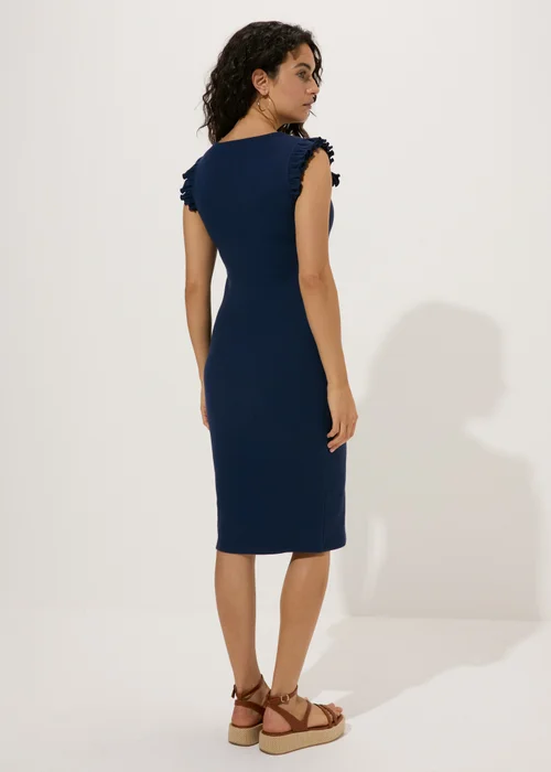 Navy Heavyweight Ribbed Midi Dress - 8 Image 2