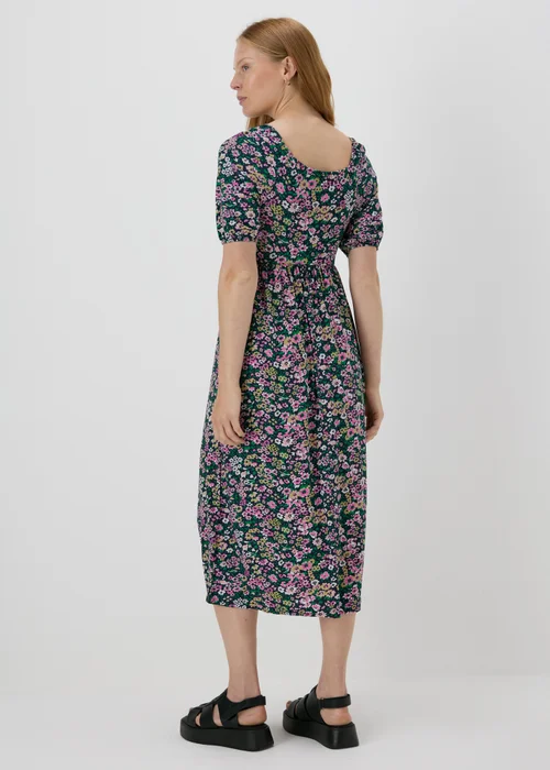 Multicolour Floral Square Neck Shirred Midi Dress - 8 Image 2