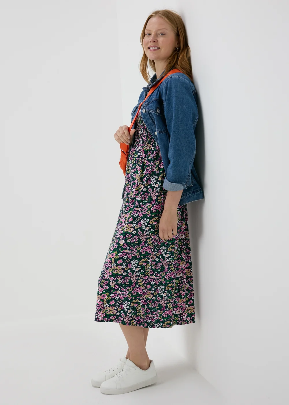 Multicolour Floral Square Neck Shirred Midi Dress - 8 Image 4