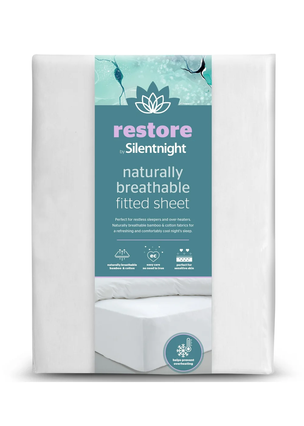 Silentnight White Cooling Fitted Bed Sheet - Double Image 1