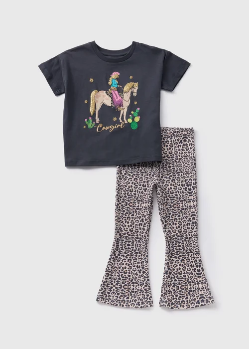 Girls Black Cowgirl Top & Flare Set (1-7yrs) - 1 half year to 2 Image 1