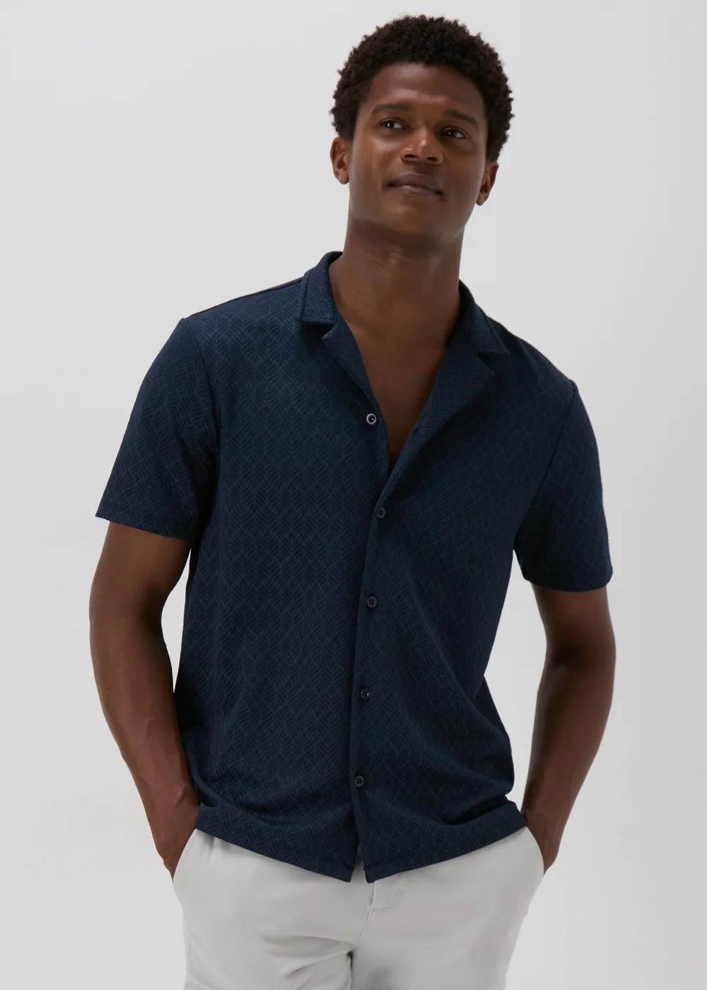 Navy Textured Shirt - S Image 1