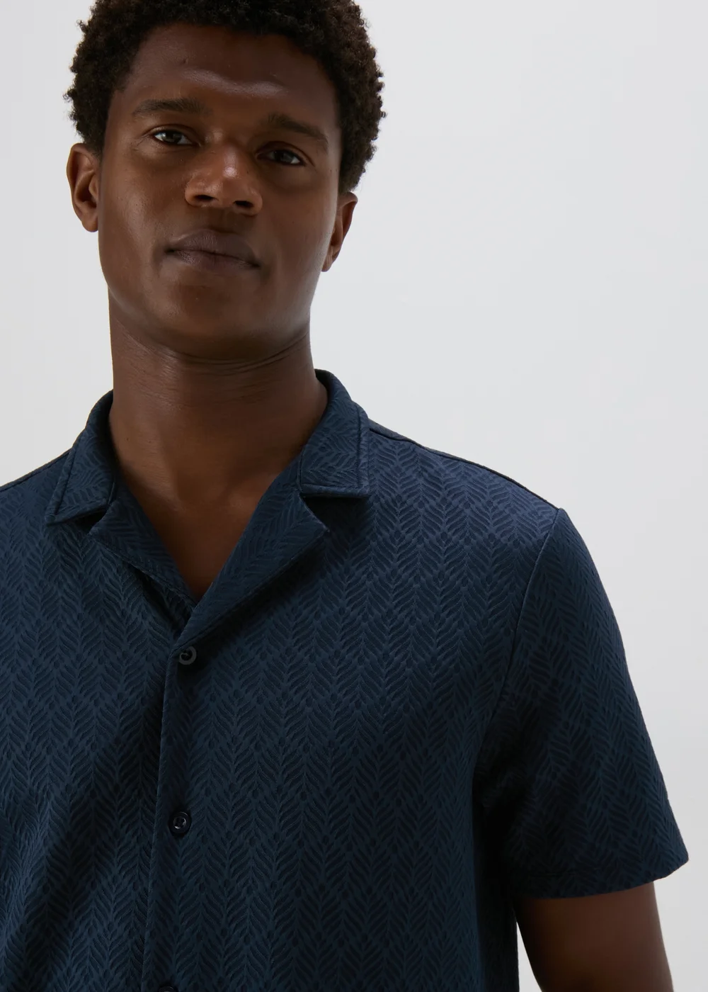 Navy Textured Shirt - S Image 3