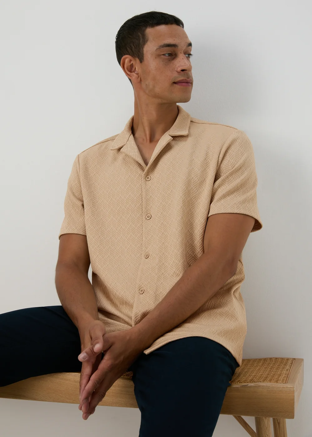Stone Textured Jersey Shirt - S Image 1