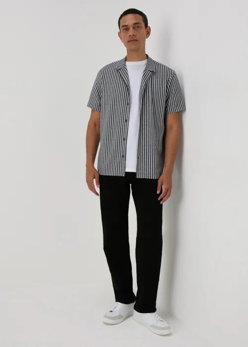 Black Stripe Textured Shirt - S Image 1