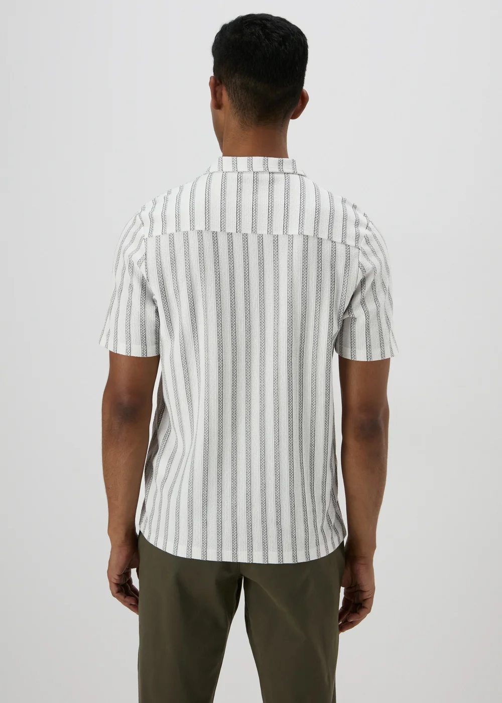 Ecru Stripe Textured Shirt - S Image 2