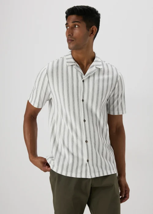 Ecru Stripe Textured Shirt - S Image 3