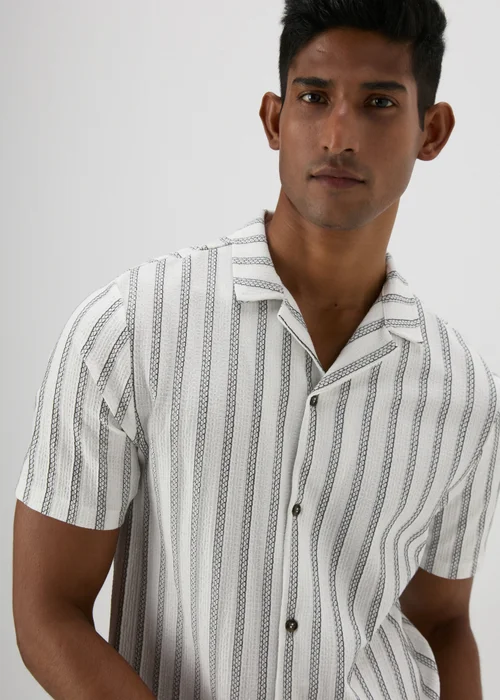 Ecru Stripe Textured Shirt - S Image 1