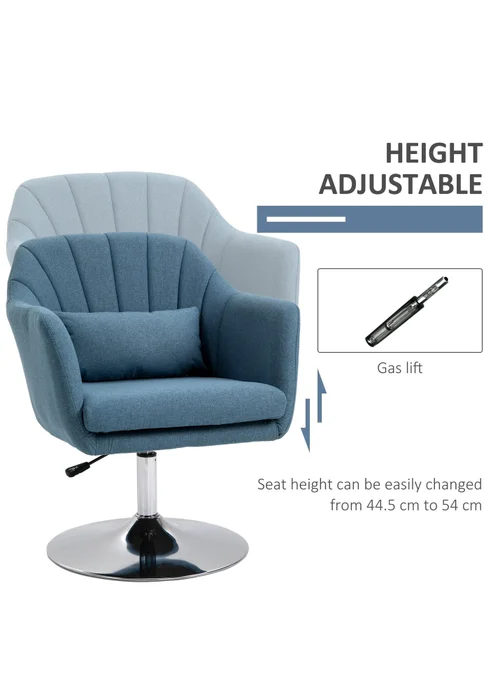 HOMCOM Blue Stylish Retro Linen Swivel Tub Chair (60cm x 60cm x 91cm) - No Size Image 4