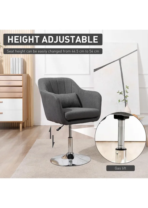 HOMCOM Grey Stylish Retro Linen Swivel Tub Chair (60cm x 60cm x 91cm) - No Size Image 3