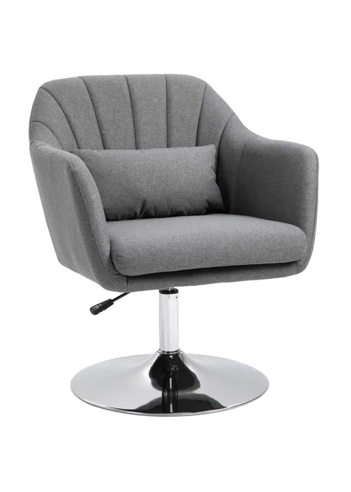 HOMCOM Grey Stylish Retro Linen Swivel Tub Chair (60cm x 60cm x 91cm) - No Size Image 2