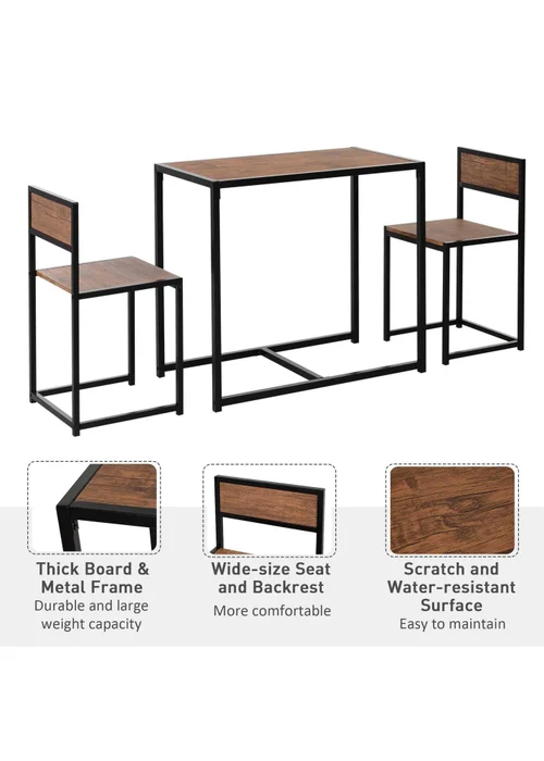 HOMCOM Brown Table Stool 3 Pcs Set (90cm x 47cm x 76cm) - One Size Image 4