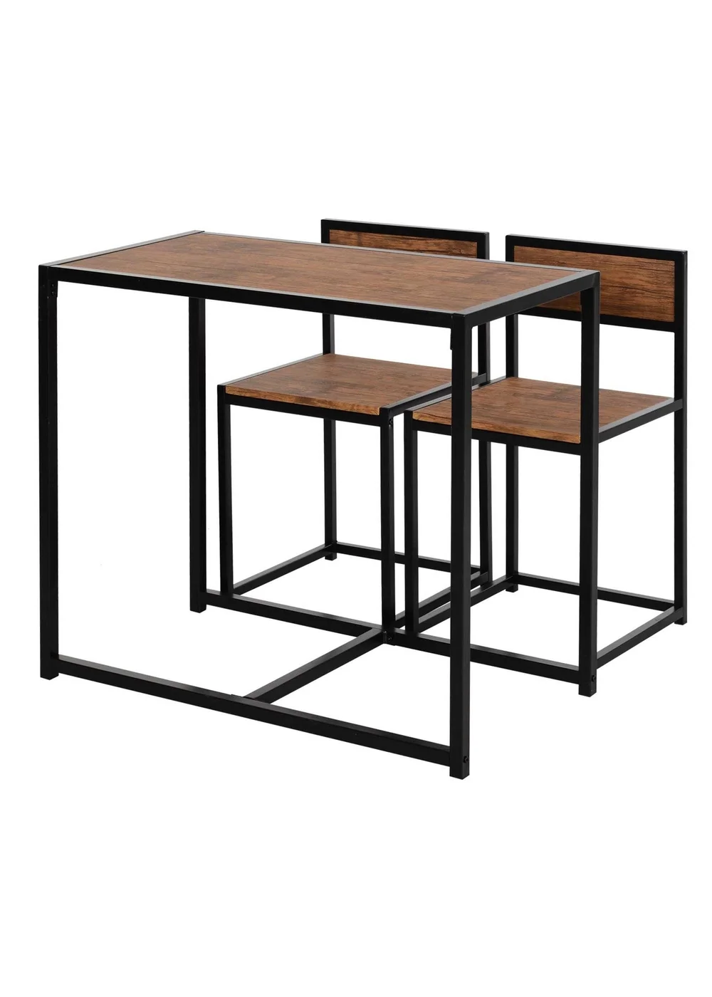 HOMCOM Brown Table Stool 3 Pcs Set (90cm x 47cm x 76cm) - One Size Image 2