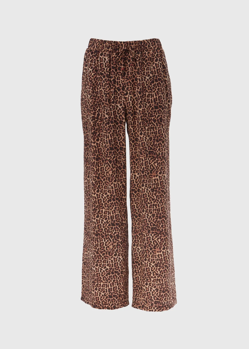 Brown Leopard Print Textured Wide Leg Trousers - 8 Image 5