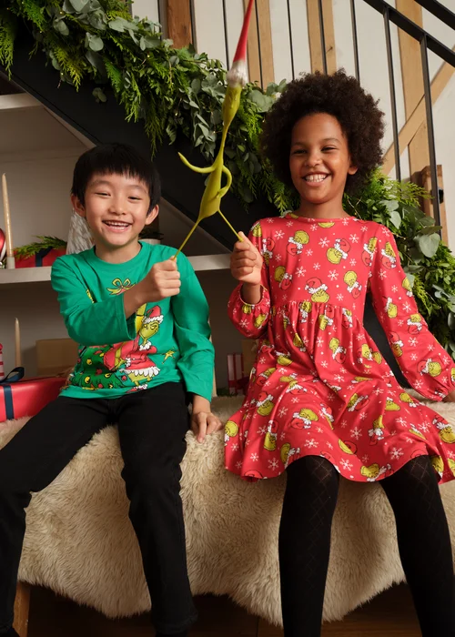 Grinch Girls Red Christmas Dress (1-13yrs) - 1 half year to 2 Image 1