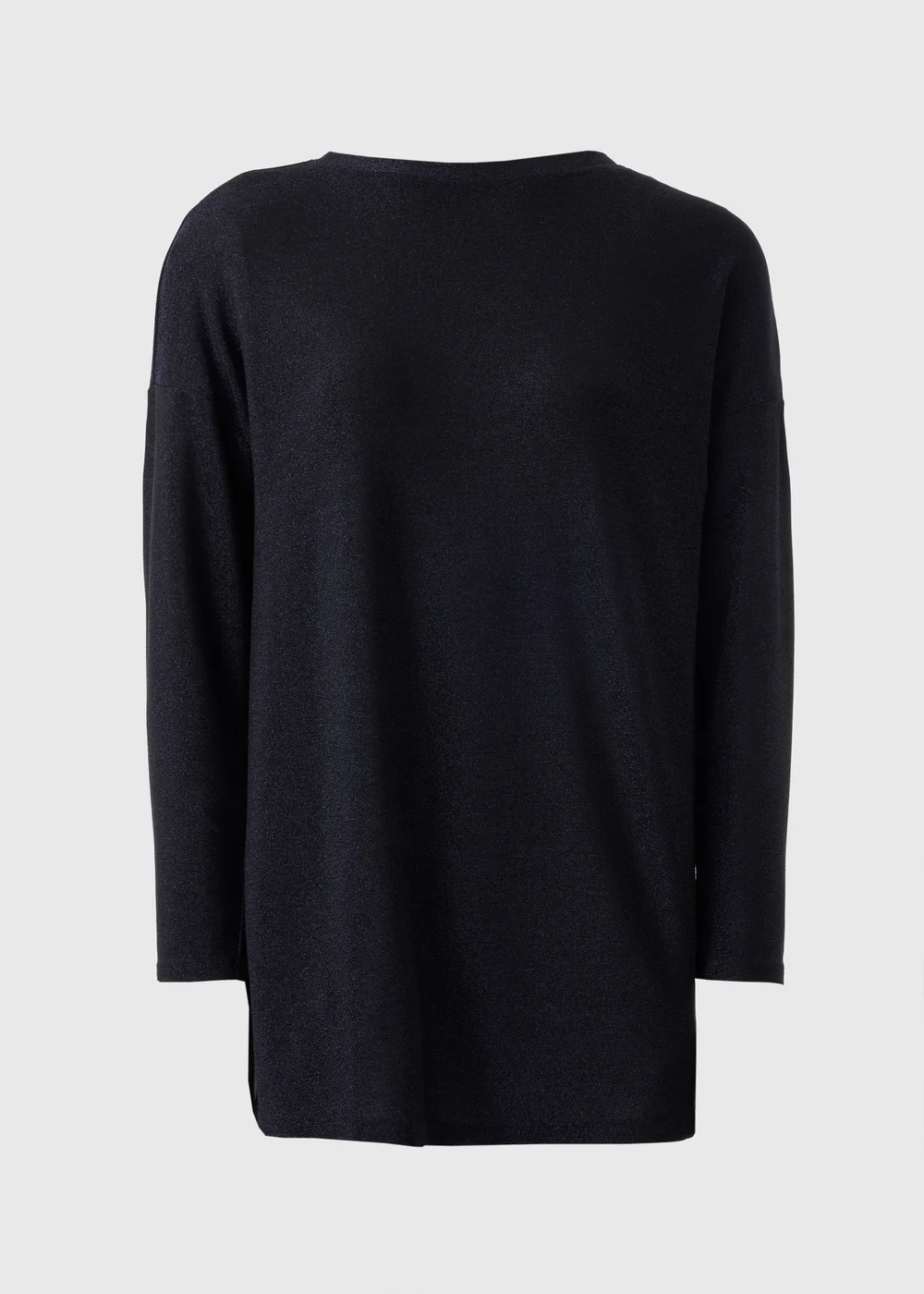 Navy Sparkle Yarn Long Sleeve Top - Small Image 3