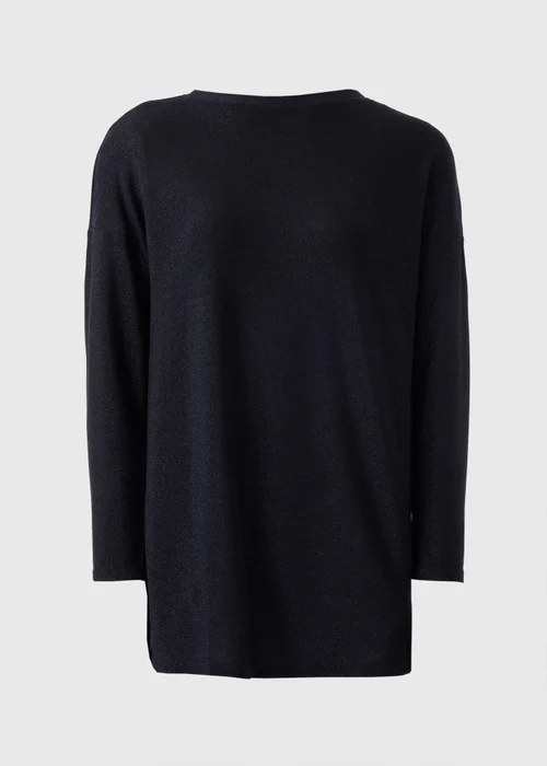 Navy Sparkle Yarn Long Sleeve Top - Small Image 3