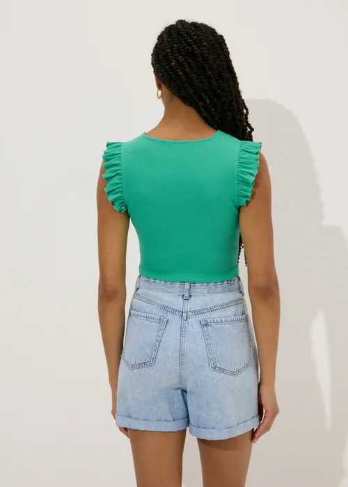 Green Heavyweight Ruffle Ribbed Vest - Size 8 Image 2