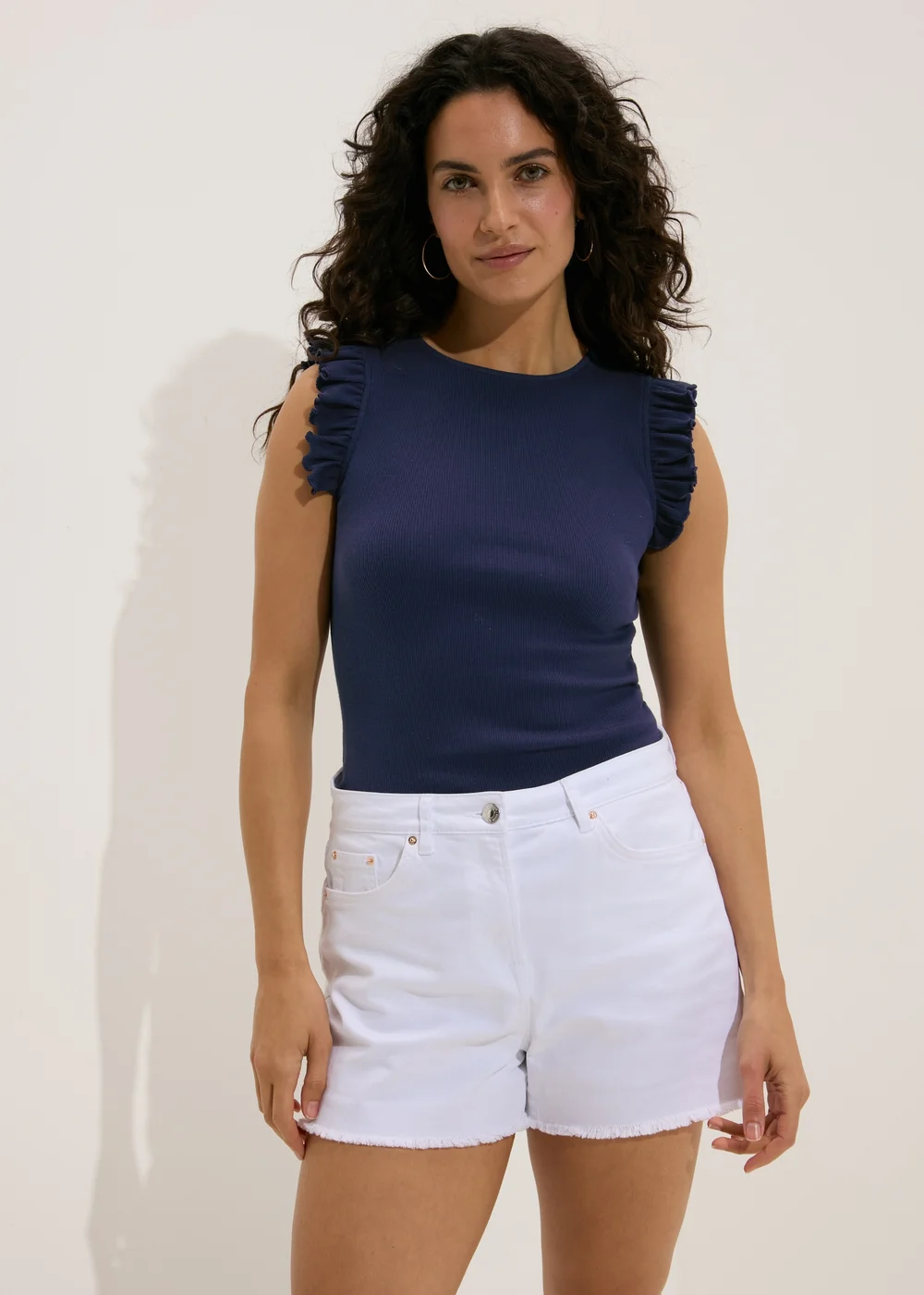 Navy Heavyweight Ruffle Ribbed Vest - Size 8 Image 1